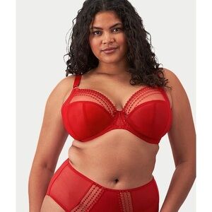 ELOMI EL8900HAD MATILDA HAUTE RED SIDE SUPPORT PLUNGE BRA SZ 34L NWT PLUS SIZE